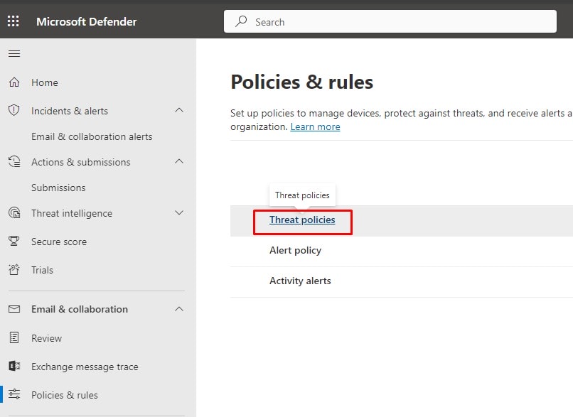 Threat policies