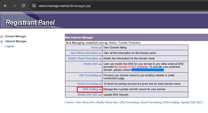 Click DNS hosting