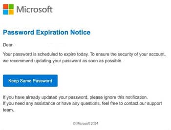 Typical phishing email