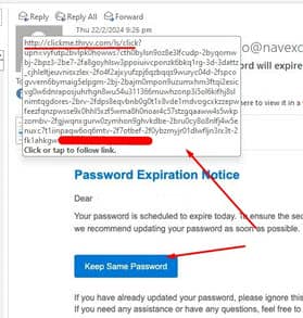 Mouse over showing destination URL